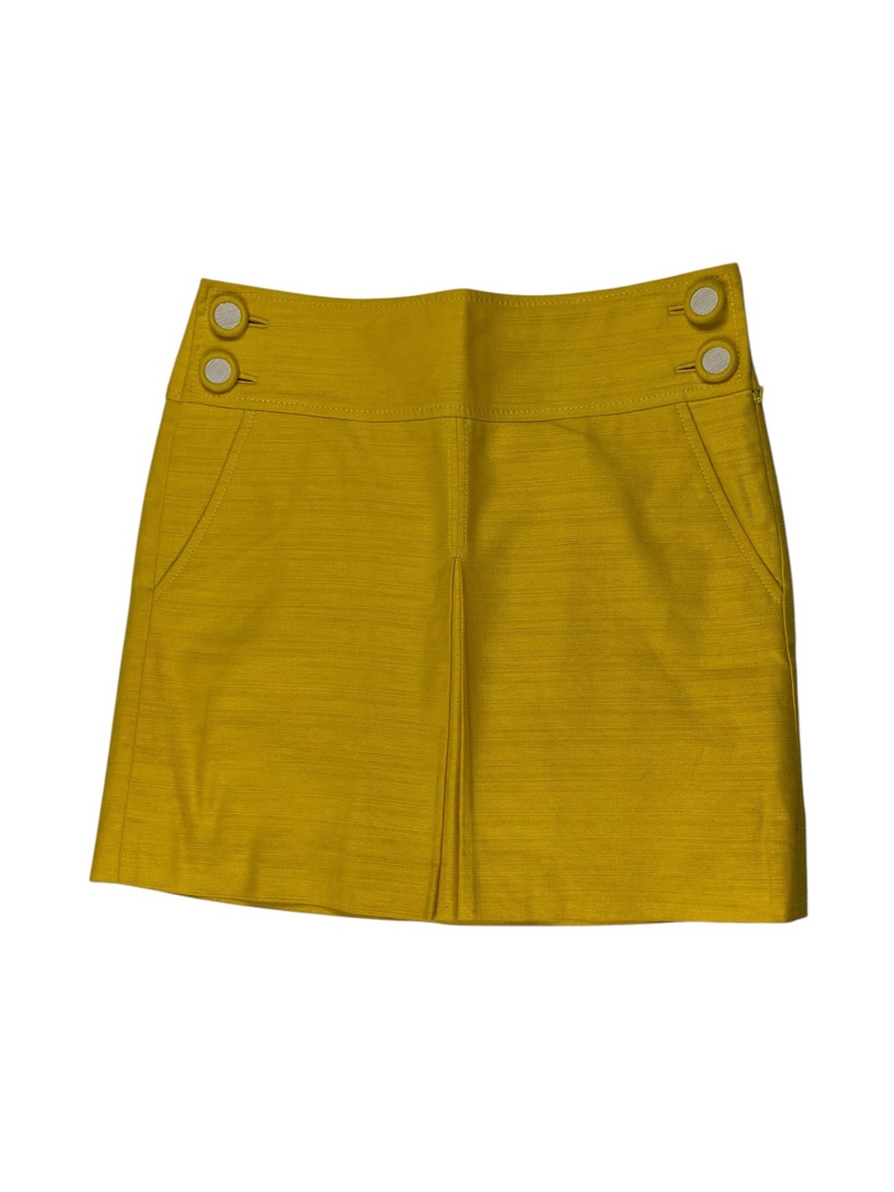 J. Crew Linen Blend A‑Line Box Pleat Skirt Mustard Yellow Size 4 (Style 89234)